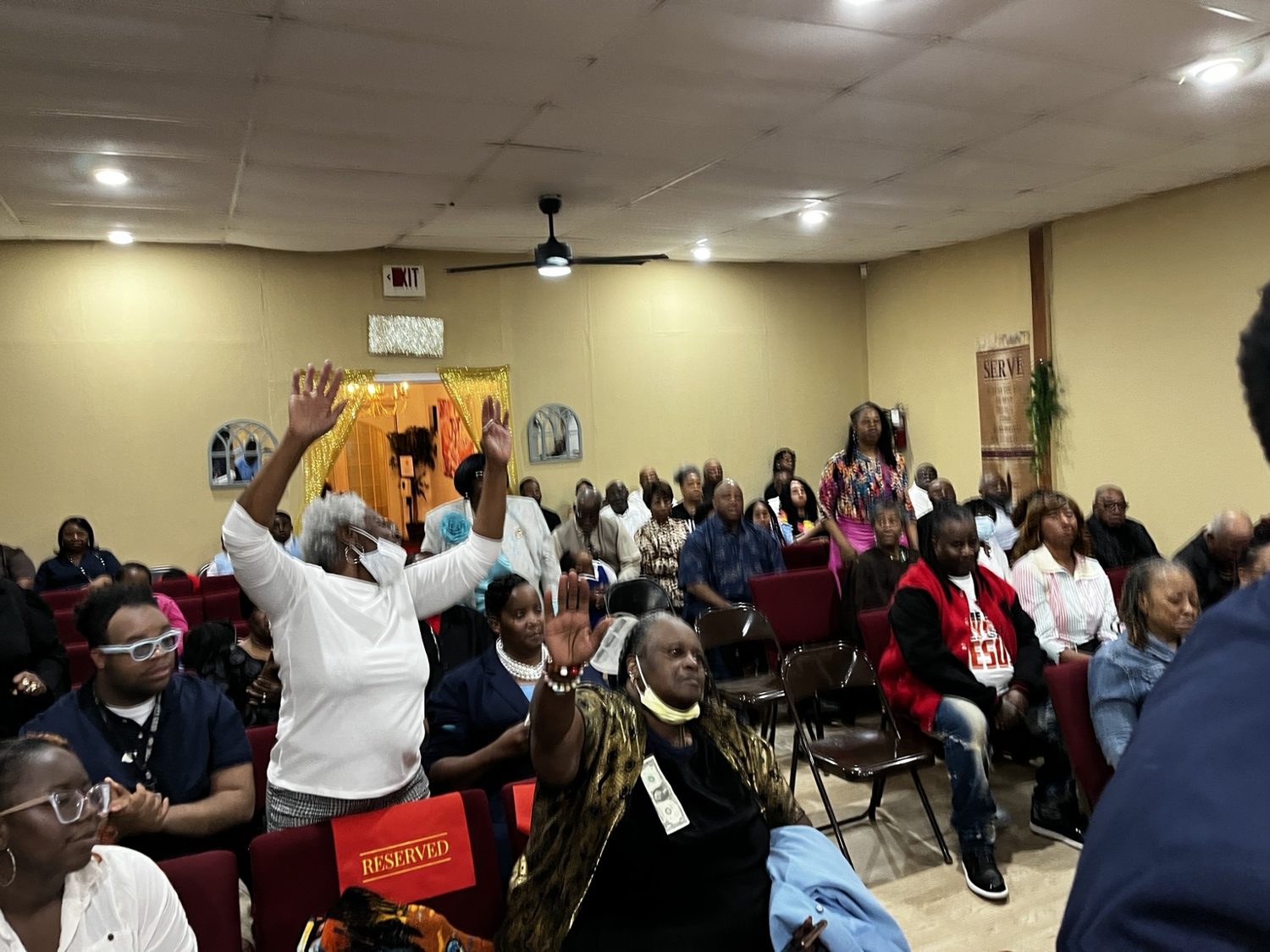 Congregation worshipping